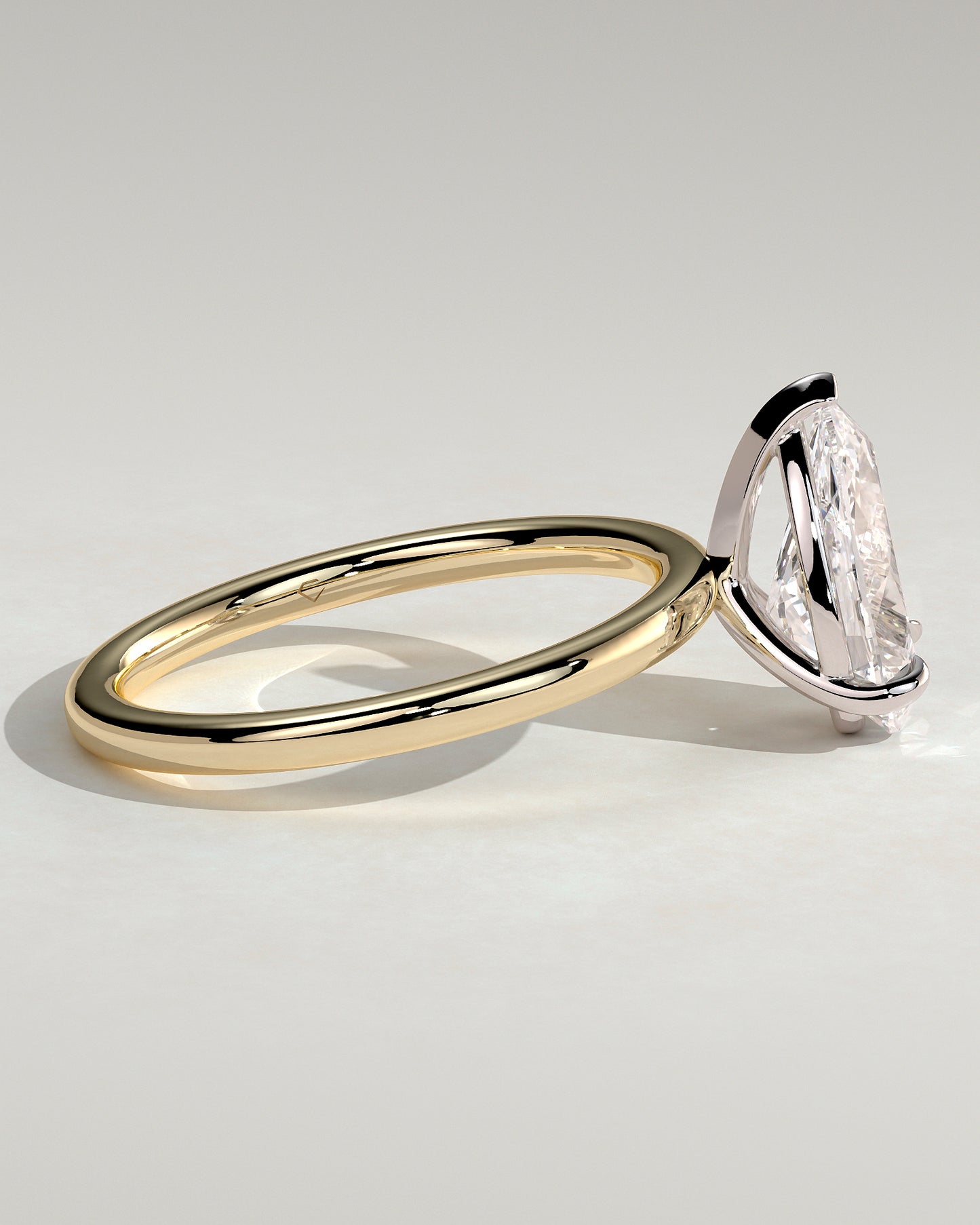Amy - Pear Claw Solitaire Engagement Ring - Yellow Two-Tone - Yellow Two-Tone 2ct
