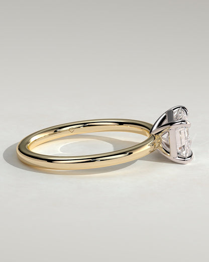 Debbie - Emerald East West Claw Solitaire Engagement Ring - Yellow Two-Tone