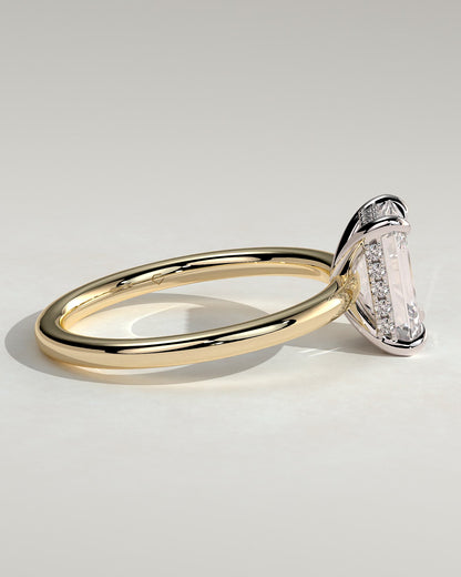 Alice - Emerald Claw Solitaire with Hidden Halo Engagement Ring - Yellow Two-Tone - yellow two-tone - Lara Jewels