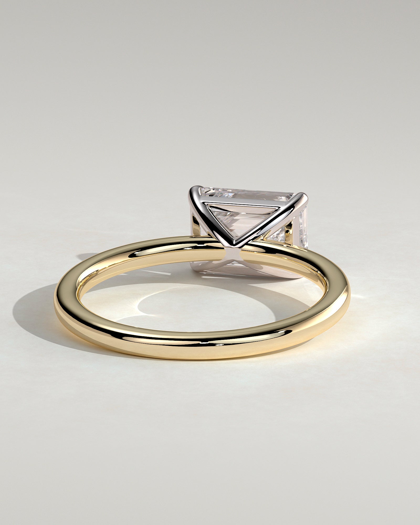 Debbie - Emerald East West Claw Solitaire Engagement Ring - Yellow Two-Tone - Yellow Two-Tone 2ct