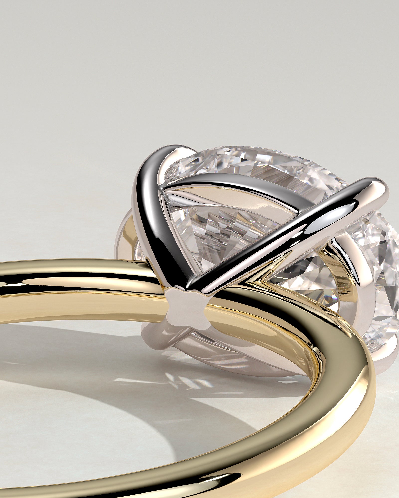 Dotti - Oval East West Claw Solitaire Engagement Ring - Yellow Two-Tone - Yellow Two-Tone 2ct