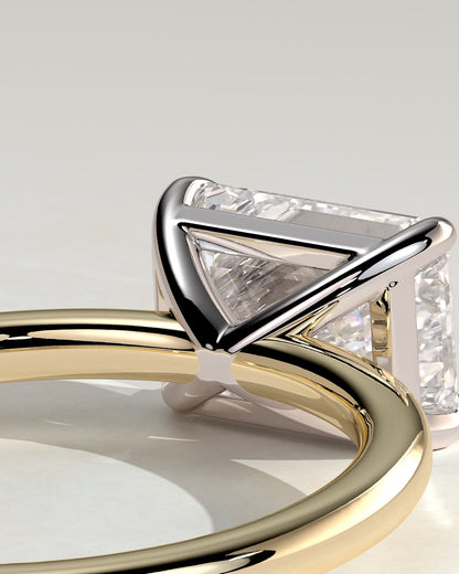 Debbie - Emerald East West Claw Solitaire Engagement Ring - Yellow Two-Tone