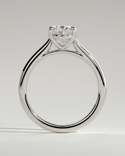 Hilary - Oval Claw Solitaire with Cathedral High Setting Engagement Ring - Platinum
