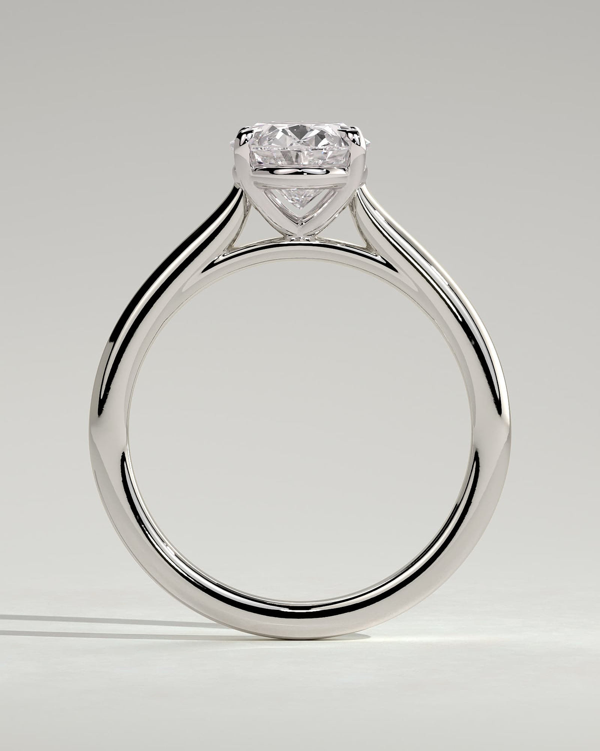 Hilary - Oval Claw Solitaire with Cathedral High Setting Engagement Ring - White Gold