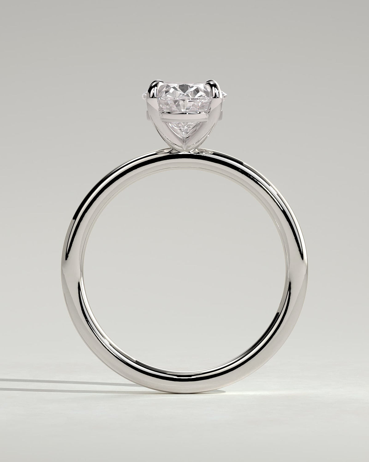 Daisy - Classic Oval Claw Solitaire Engagement Ring - White Gold
