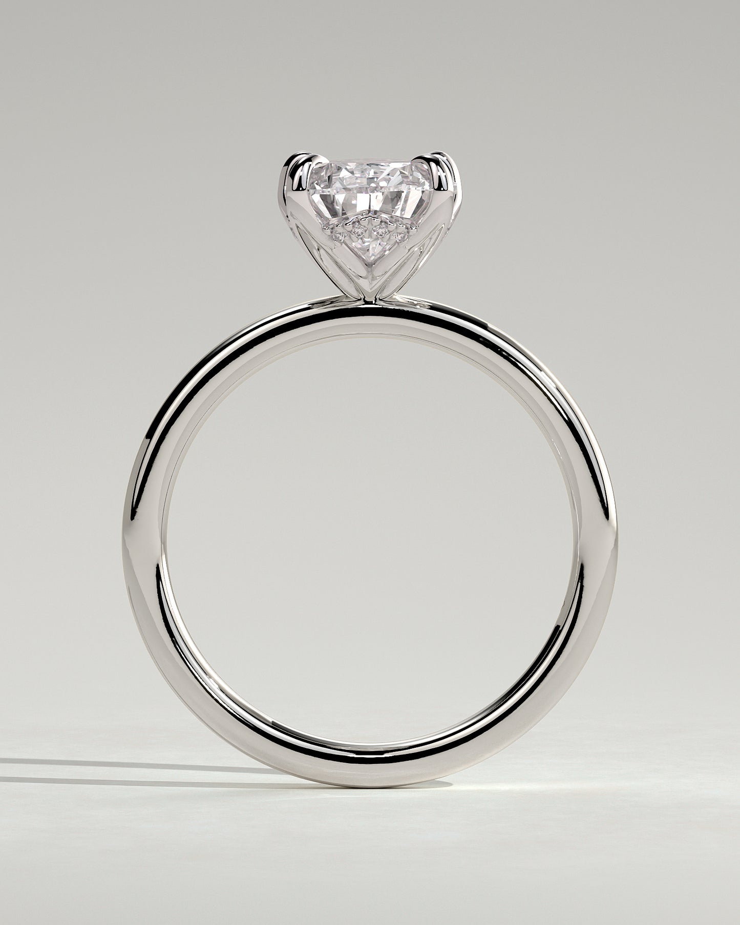 Blossom - Pear Claw Solitaire with Petal Gallery and Accented Tiara Detail Engagement Ring - Platinum - White Gold / Platinum 2ct