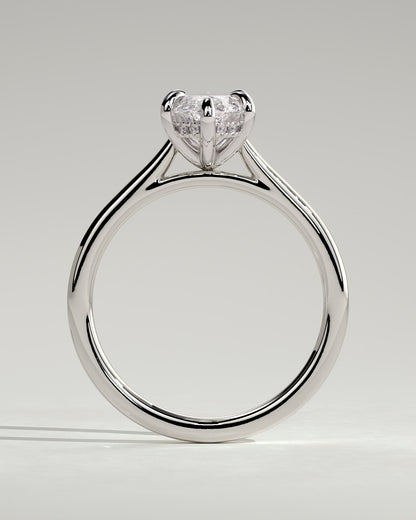 Jenna - Marquise Claw Solitaire with Hidden Halo and Cathedral High Setting Engagement Ring - White Gold