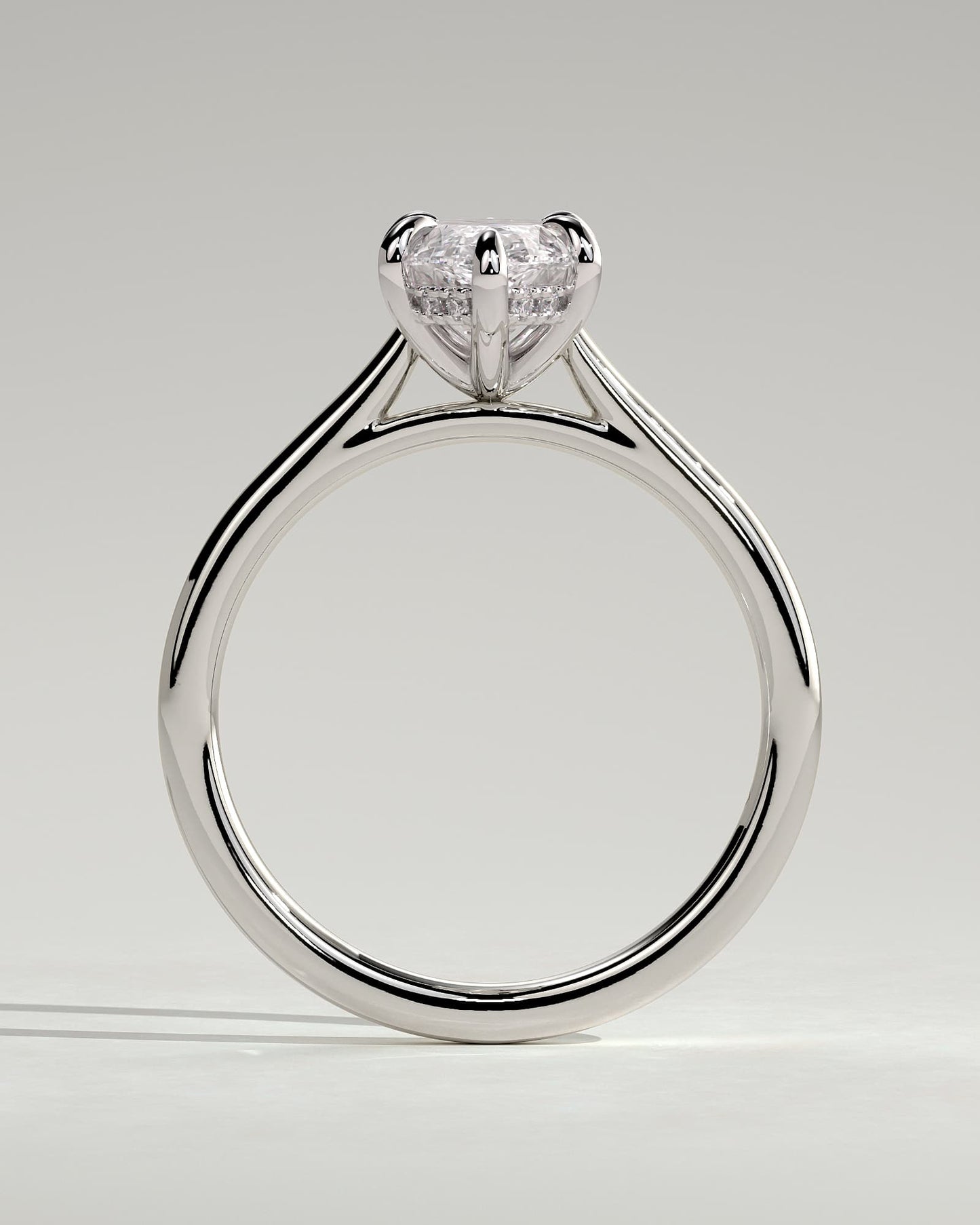 Jenna - Marquise Claw Solitaire with Hidden Halo and Cathedral High Setting Engagement Ring - Platinum