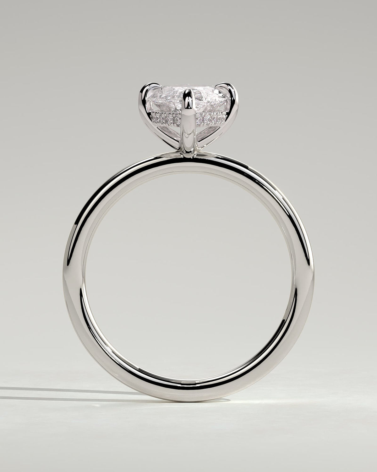 Hellen - Marquise Claw Solitaire with Hidden Halo Engagement Ring - White Gold