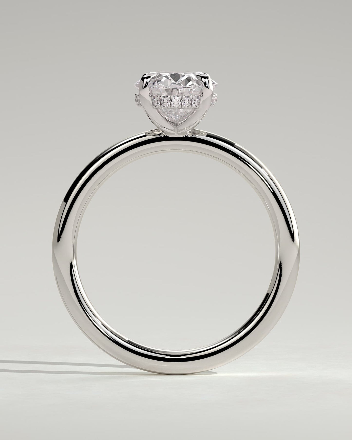 Emma - Classic Oval Claw Solitaire with Hidden Halo Engagement Ring - Platinum