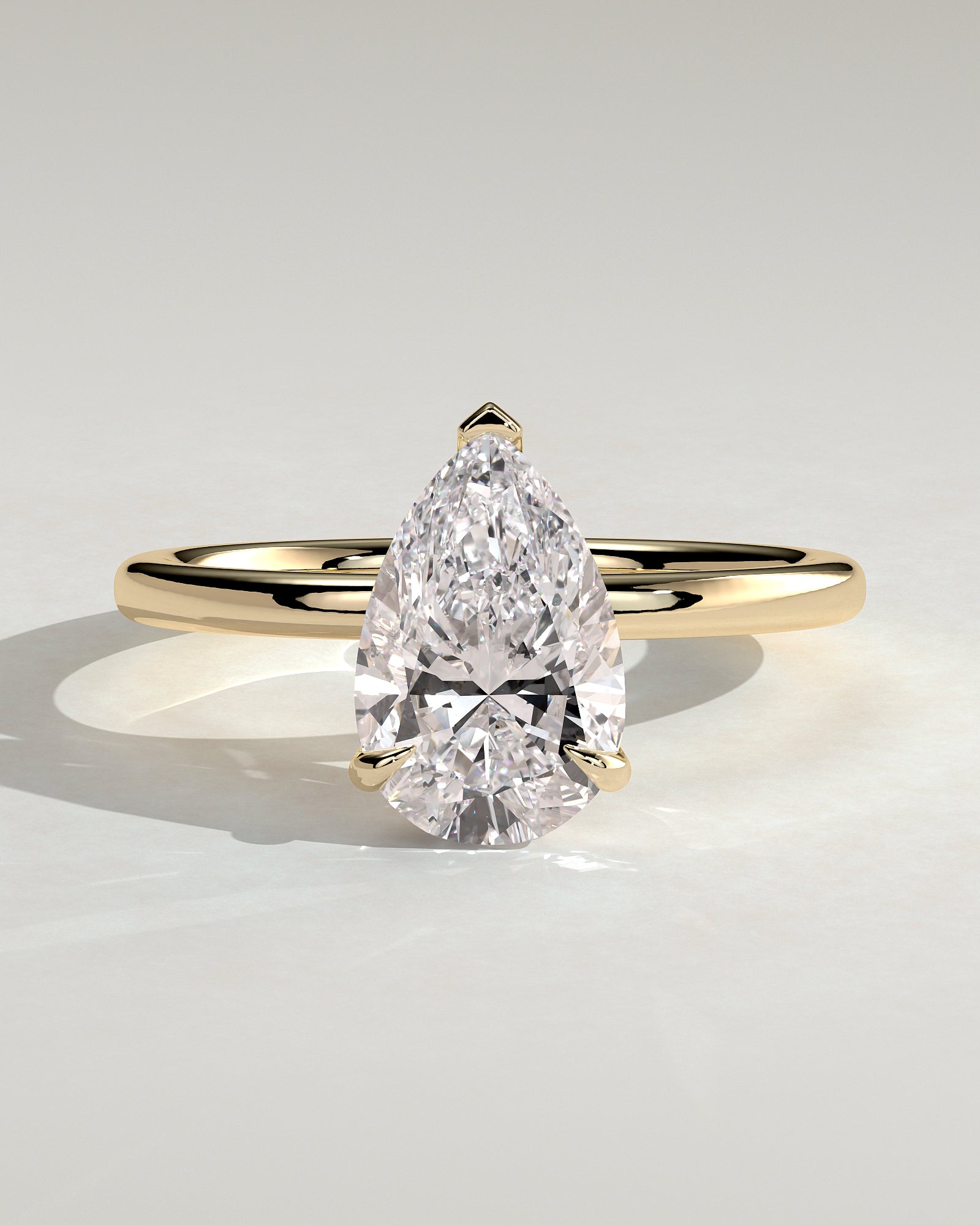 Amy - Pear Claw Solitaire Engagement Ring - Yellow Gold - Yellow Gold 2ct