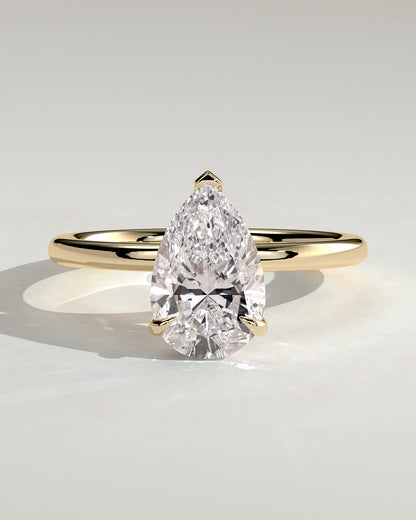 Amy - Pear Claw Solitaire Engagement Ring - Yellow Gold