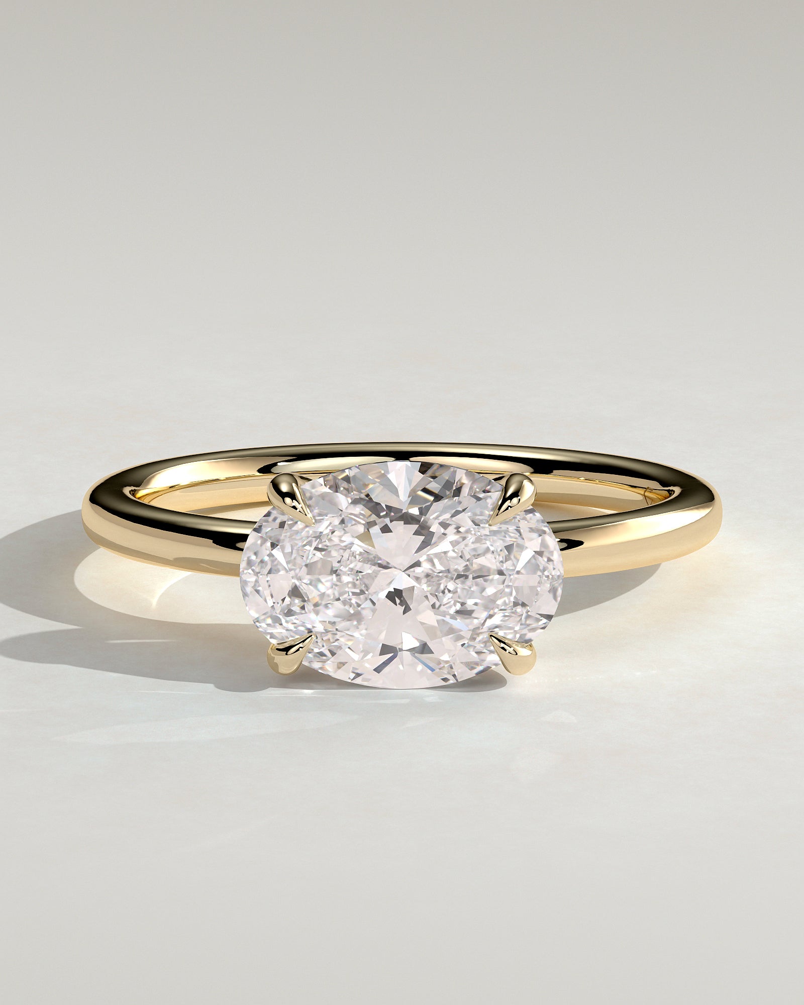 Dotti - Oval East West Claw Solitaire Engagement Ring - Yellow Gold - Yellow Gold 2ct