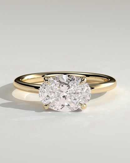 Dotti - Oval East West Claw Solitaire Engagement Ring - Yellow Gold