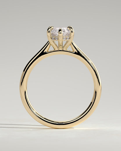 Heather - Marquise Claw Solitaire with Hidden Halo, Tapered Band and Cathedral High Setting Engagement Ring - Yellow Gold