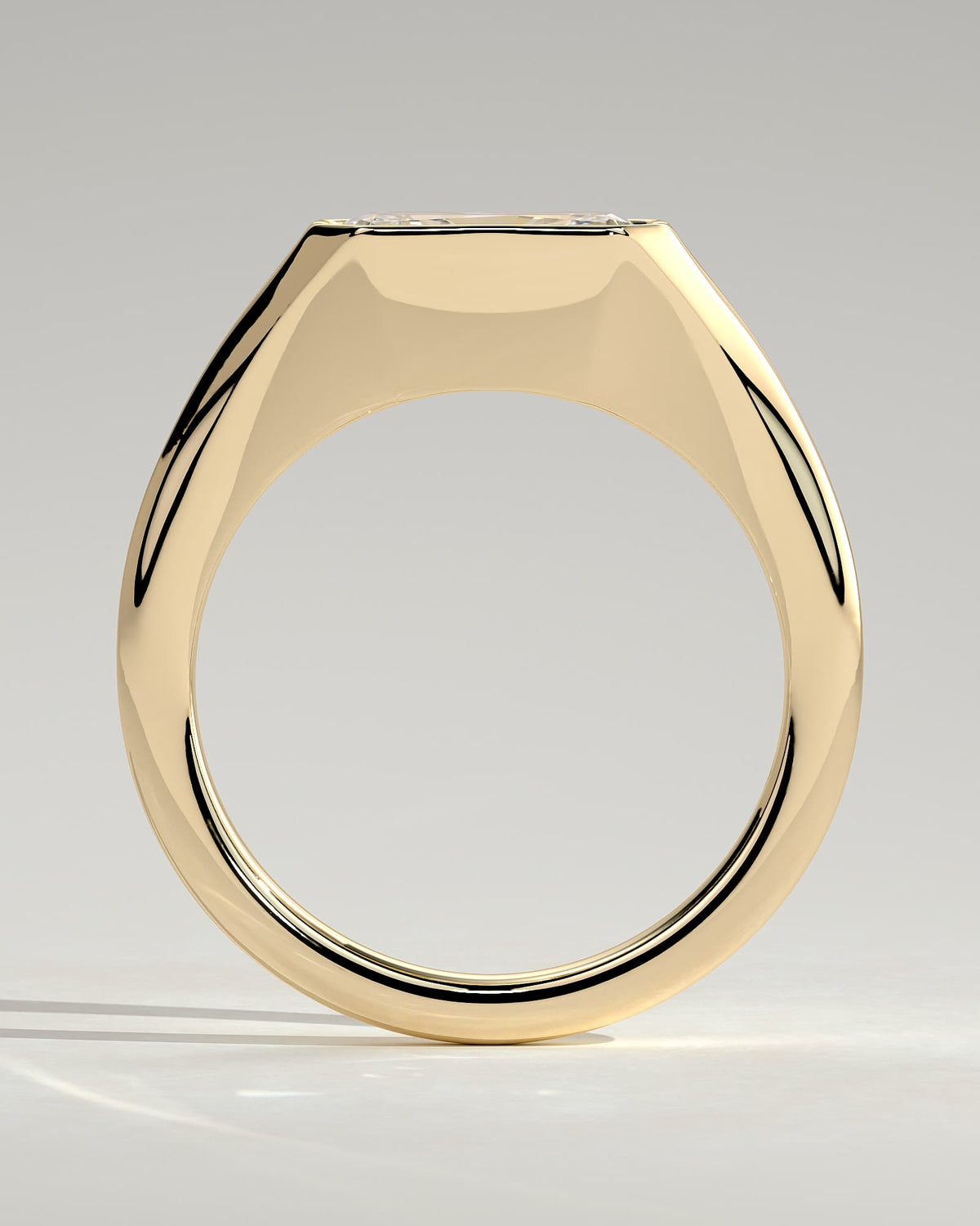 Mackenzie - Radiant East West Bezel Solitaire with Signet Band Engagement Ring - Yellow Gold