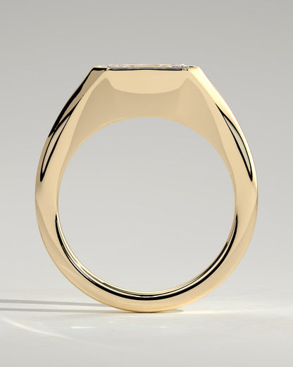 Mackenzie - Radiant East West Bezel Solitaire with Signet Band Engagement Ring - Yellow Gold