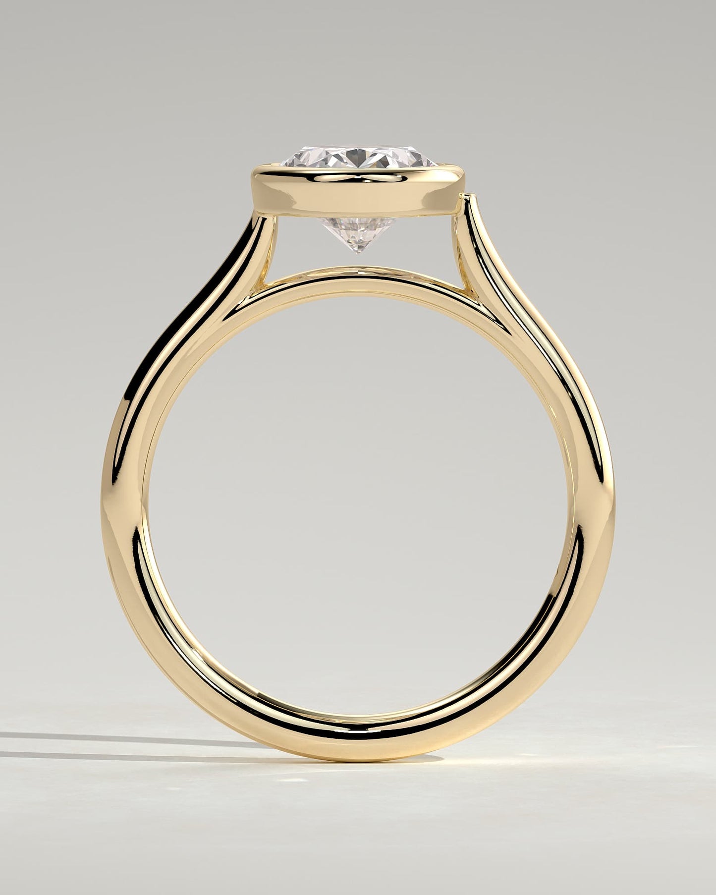 Lexie - Statement Oval Bezel Solitaire with Open Cathedral High Setting Engagement Ring - Yellow Gold