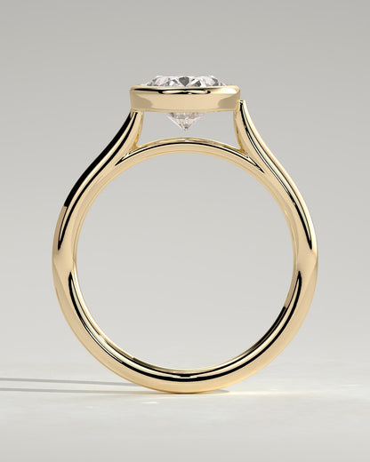 Lexie - Statement Oval Bezel Solitaire with Open Cathedral High Setting Engagement Ring - Yellow Gold