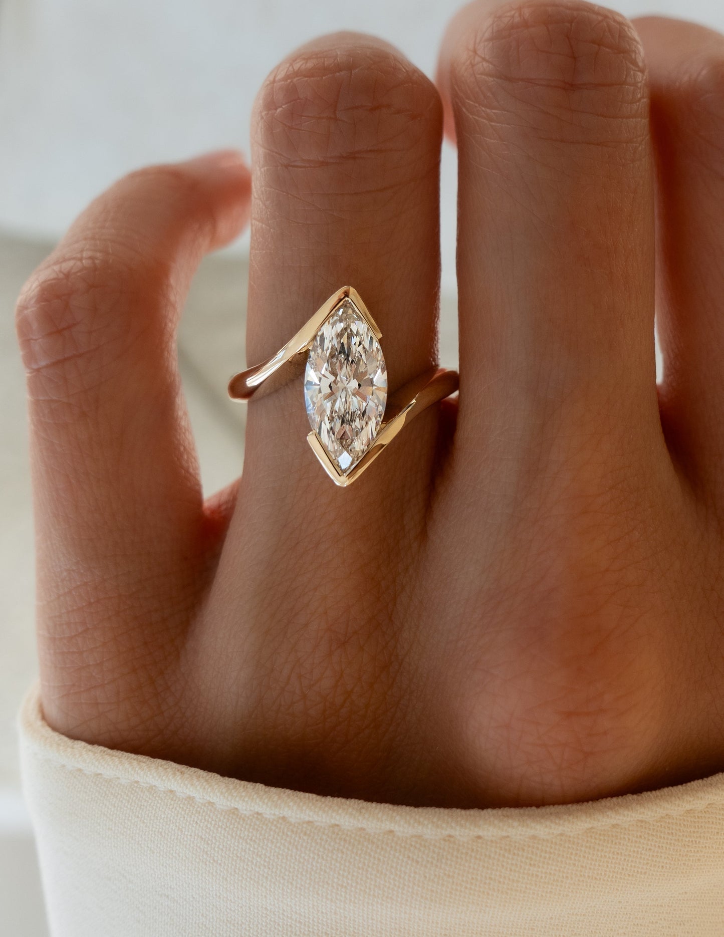 VERTICAL 2ct Marquise Rapture Ring — Half Bezel Setting
