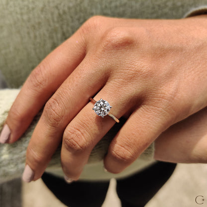 Cathedral Style Round Solitaire Diamond Ring