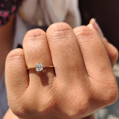 Radiant Cut Gold Engagement Ring in Solitaire Style