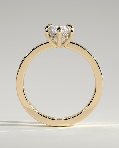 Aisha - Marquise Claw Solitaire with Flat Cigar Band and Hidden Halo Engagement Ring - Yellow Gold - yellow gold - Lara Jewels