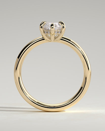Gigi - Marquise Claw Solitaire with Cigar Band and Hidden Halo Engagement Ring - Yellow Gold