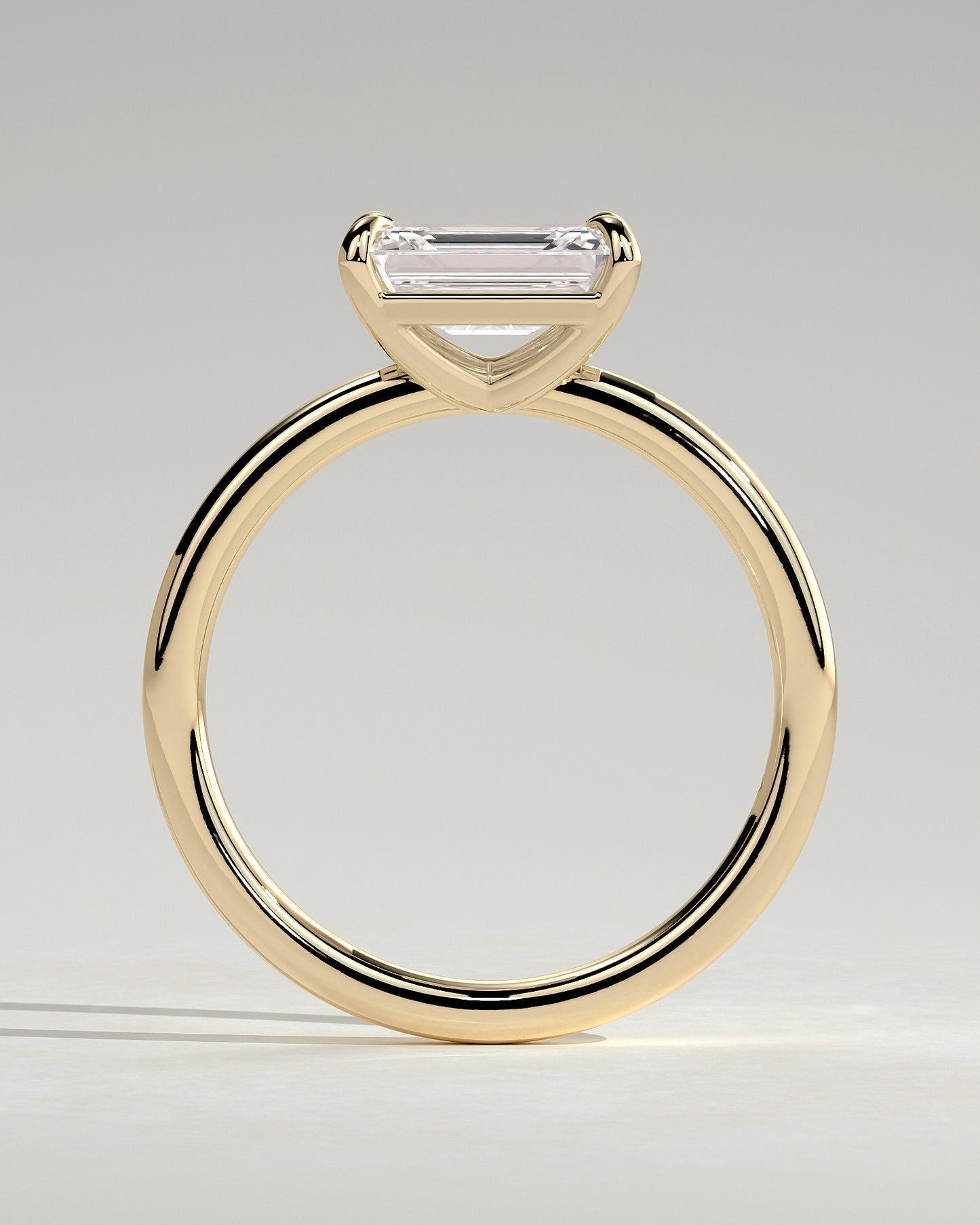 Debbie - Emerald East West Claw Solitaire Engagement Ring - Yellow Gold - Yellow Gold 2ct