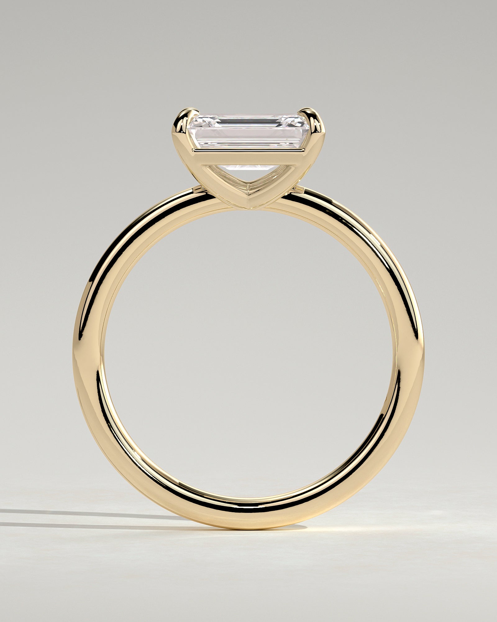 Debbie - Emerald East West Claw Solitaire Engagement Ring - Yellow Gold - Yellow Gold 2ct