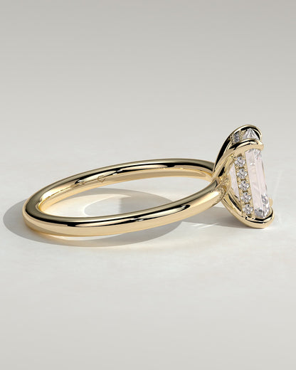 Alice - Emerald Claw Solitaire with Hidden Halo Engagement Ring - Yellow Gold