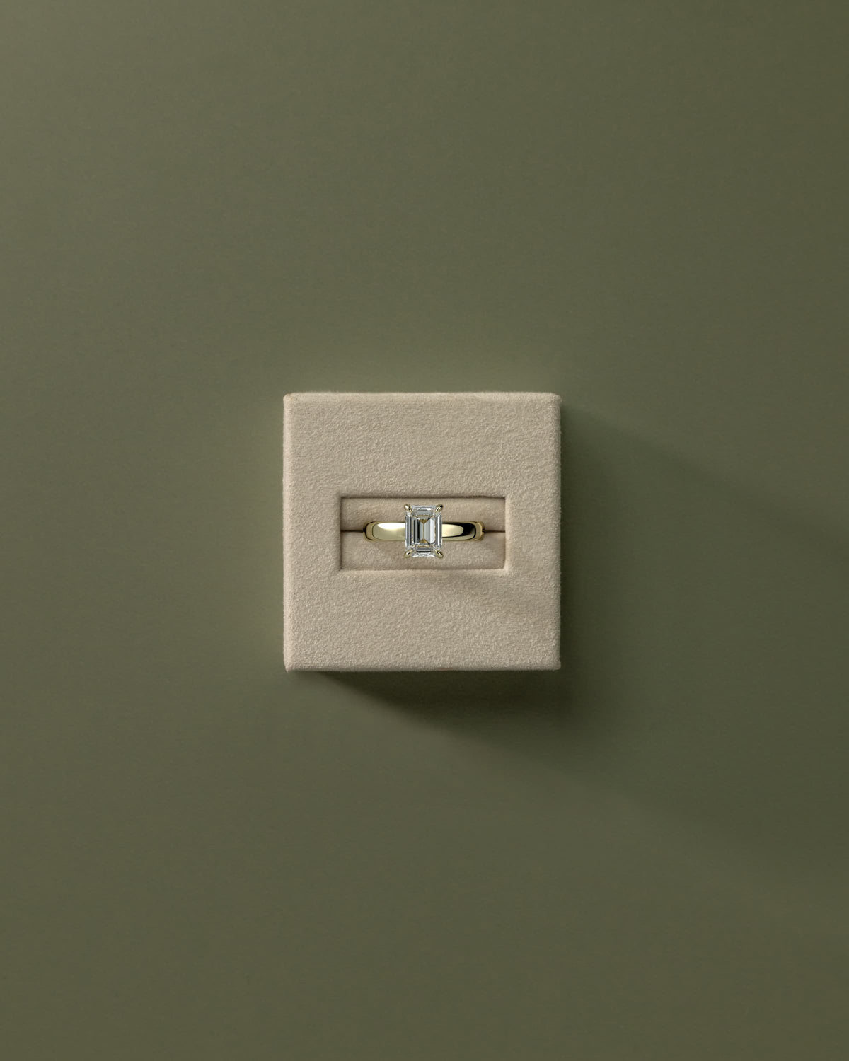 Kate - Emerald Claw Solitaire with Cigar Band and Hidden Halo Engagement Ring - Yellow Gold