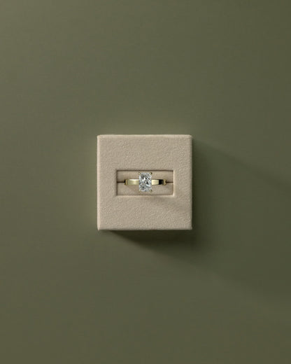 Aida - Radiant Claw Solitaire with Flat Cigar Band and Hidden Halo Engagement Ring - Yellow Gold - yellow gold - Lara Jewels