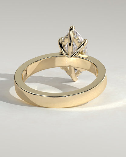 Aisha - Marquise Claw Solitaire with Flat Cigar Band and Hidden Halo Engagement Ring - Yellow Gold - yellow gold - Lara Jewels