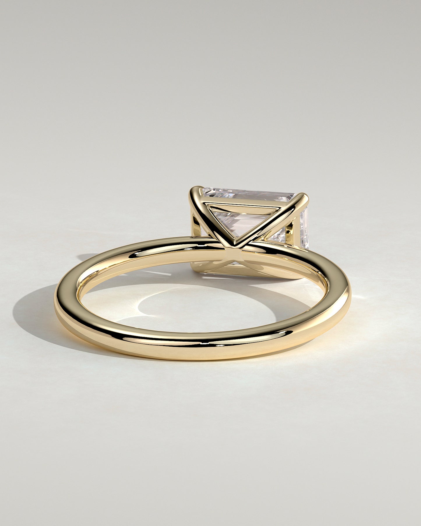 Debbie - Emerald East West Claw Solitaire Engagement Ring - Yellow Gold - Yellow Gold 2ct