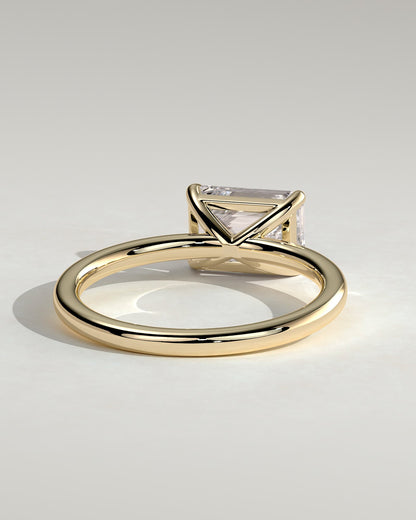 Debbie - Emerald East West Claw Solitaire Engagement Ring - Yellow Gold
