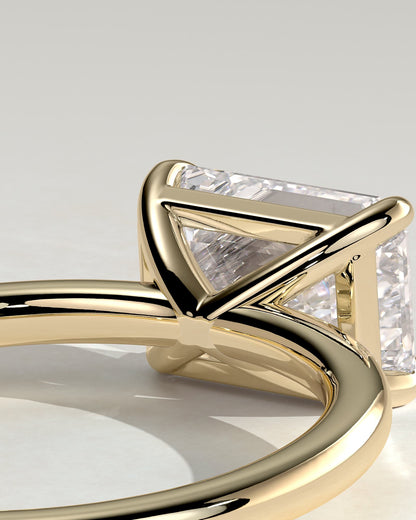 Debbie - Emerald East West Claw Solitaire Engagement Ring - Yellow Gold