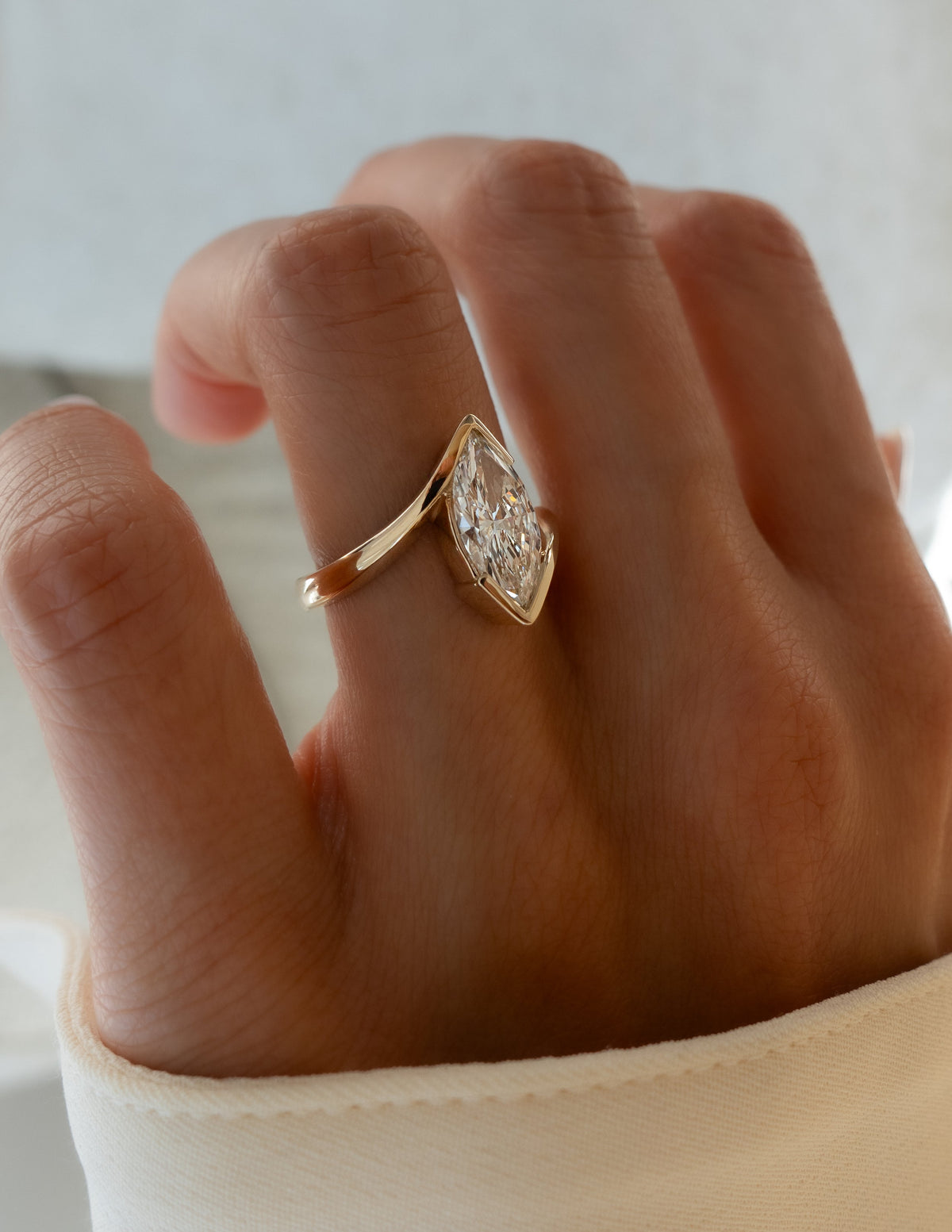 VERTICAL 2ct Marquise Rapture Ring — Half Bezel Setting