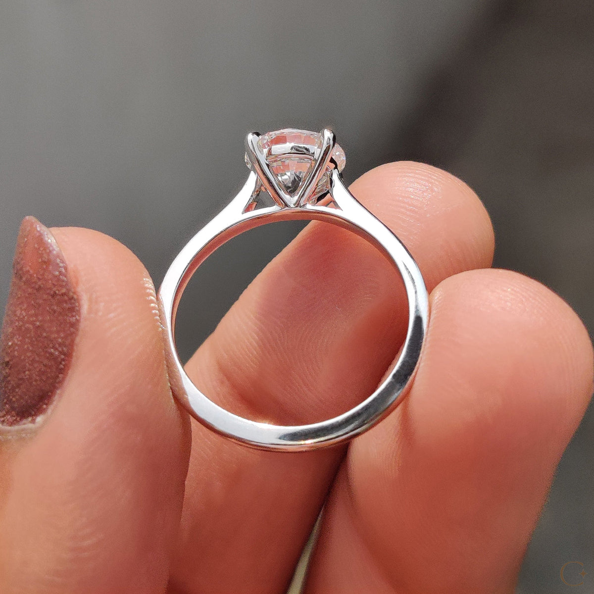 Cathedral Style Round Solitaire Diamond Ring