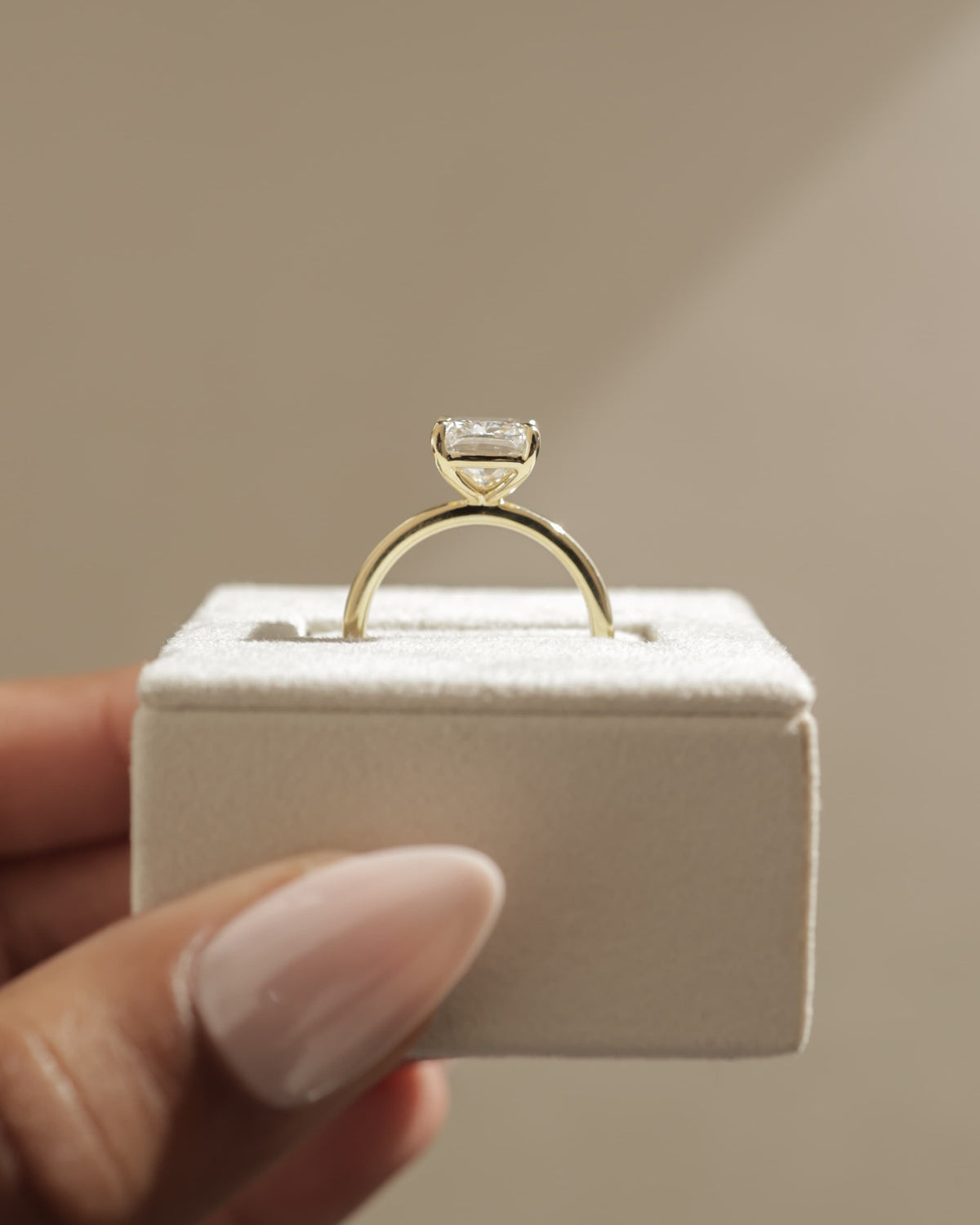 Leonora - Elongated Cushion Claw Solitaire Engagement Ring - Platinum