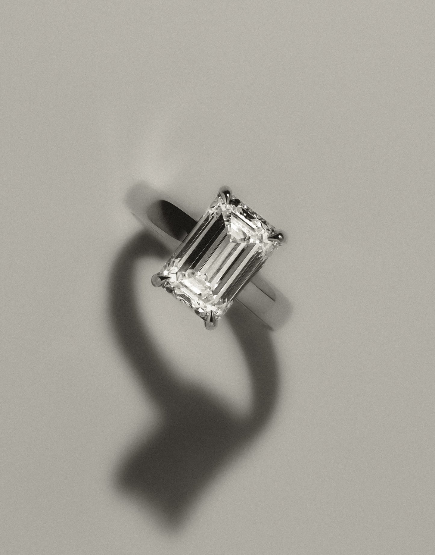 Kate - Emerald Claw Solitaire with Cigar Band and Hidden Halo Engagement Ring - Yellow Two-Tone