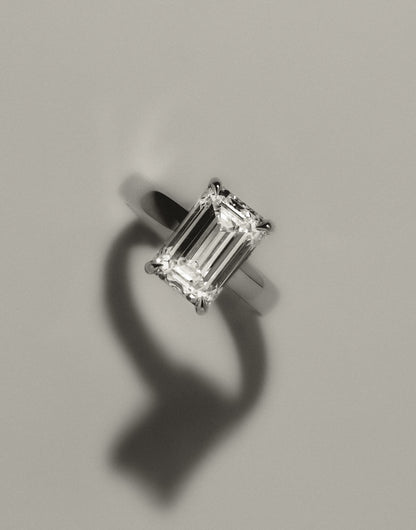 Kate - Emerald Claw Solitaire with Cigar Band and Hidden Halo Engagement Ring - Yellow Two-Tone