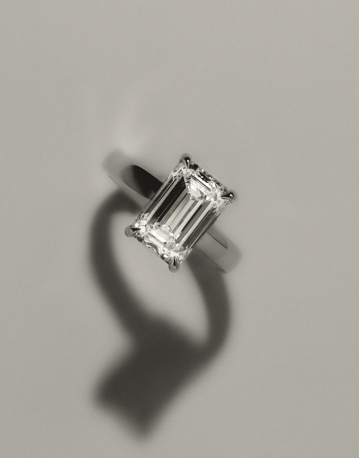Kate - Emerald Claw Solitaire with Cigar Band and Hidden Halo Engagement Ring - Rose Gold