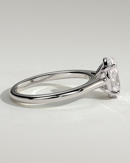 Hilary - Oval Claw Solitaire with Cathedral High Setting Engagement Ring - Platinum