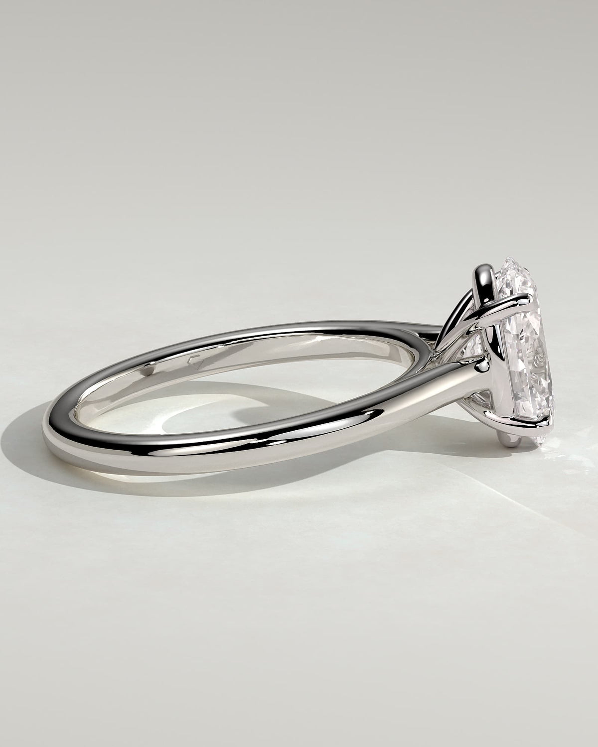 Hilary - Oval Claw Solitaire with Cathedral High Setting Engagement Ring - White Gold