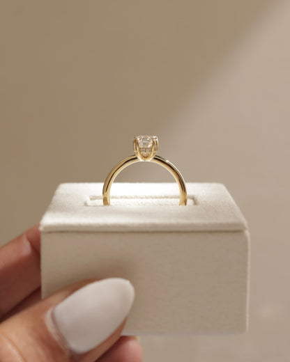 Avery - Oval Double Claw Solitaire with Hidden Halo Engagement Ring - Platinum