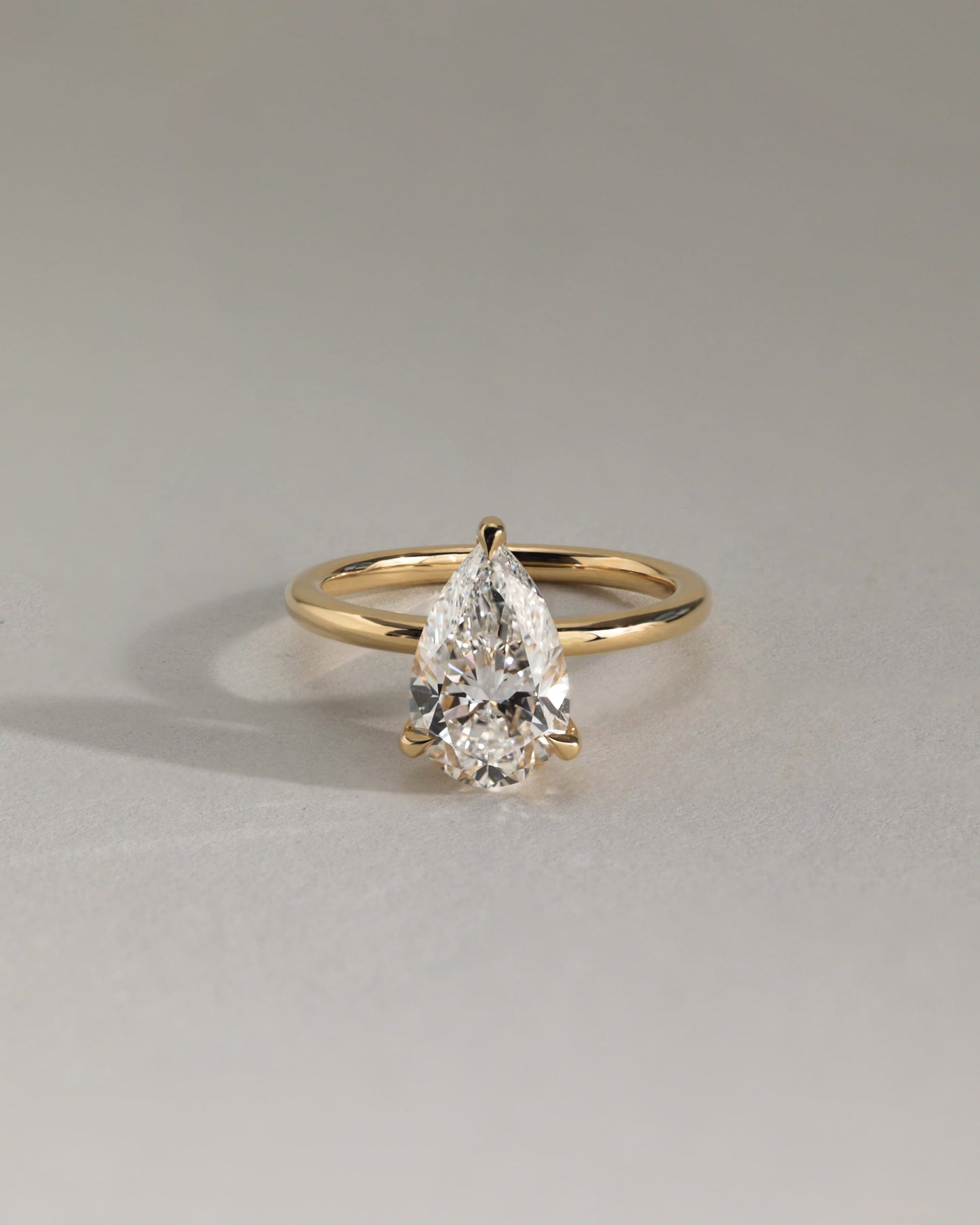 Amy - Pear Claw Solitaire Engagement Ring - Yellow Gold