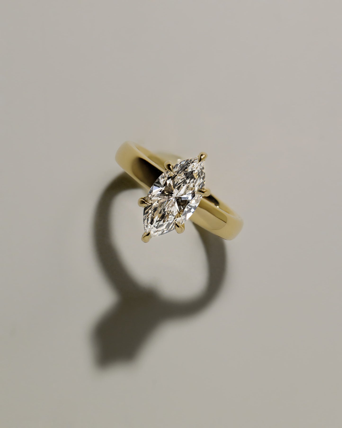 Gigi - Marquise Claw Solitaire with Cigar Band and Hidden Halo Engagement Ring - Rose Two-Tone