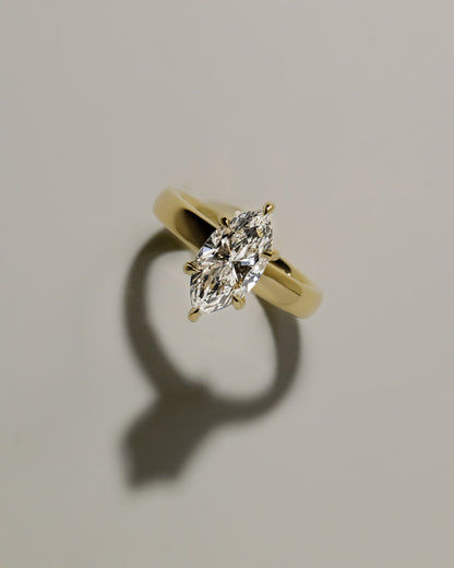 Gigi - Marquise Claw Solitaire with Cigar Band and Hidden Halo Engagement Ring - Rose Two-Tone