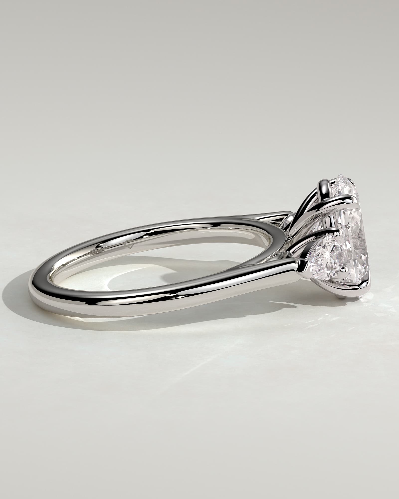 Alexia - Oval Claw Trilogy with Pear Side Stones and Cathedral Setting Engagement Ring - White Gold - white gold - Lara Jewels